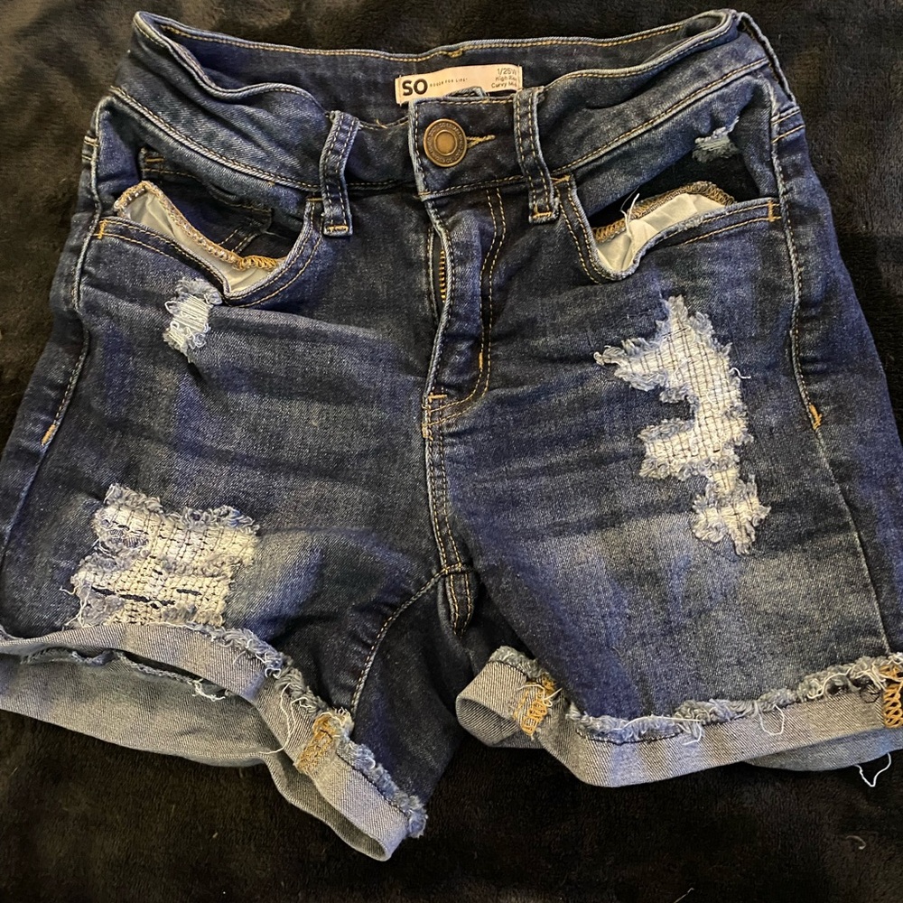 SO Blur Jean Shorts, Size 1/25 High Rise Curvy MIDI